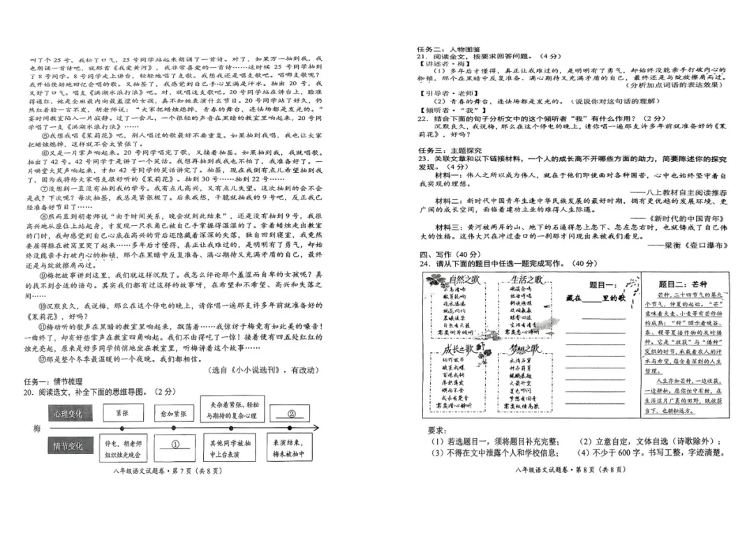 【夏老师阅读与表达】八下语文期末试卷分享(上) 第21张