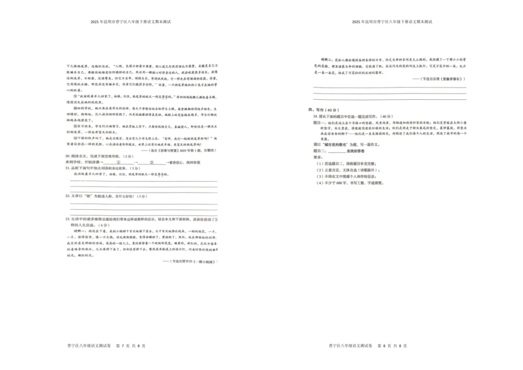 【夏老师阅读与表达】八下语文期末试卷分享(上) 第35张