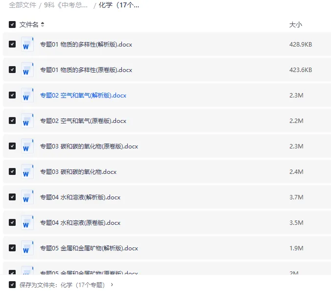 2026中考化学复习知识清单+训练题|word版可打印|考点清单+专题练 第3张