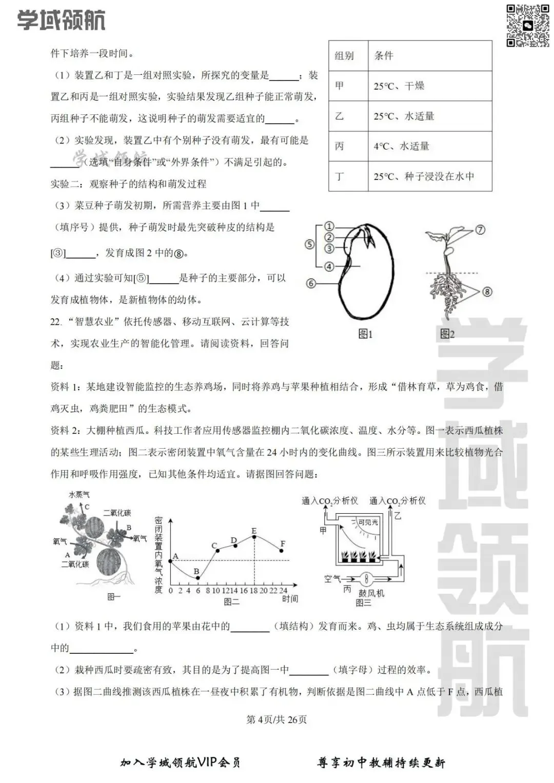 2026年长春市净月区八下一模生物试卷(附答案) 第6张