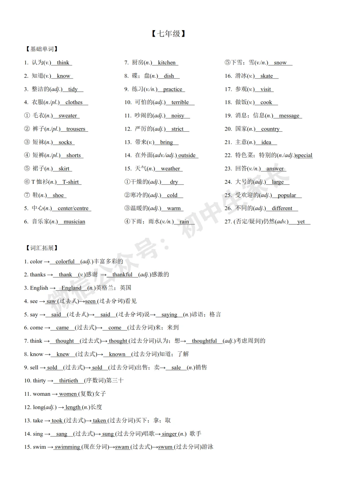 2026中考英语重点单词常考词性转换汇总(可打印) 第2张