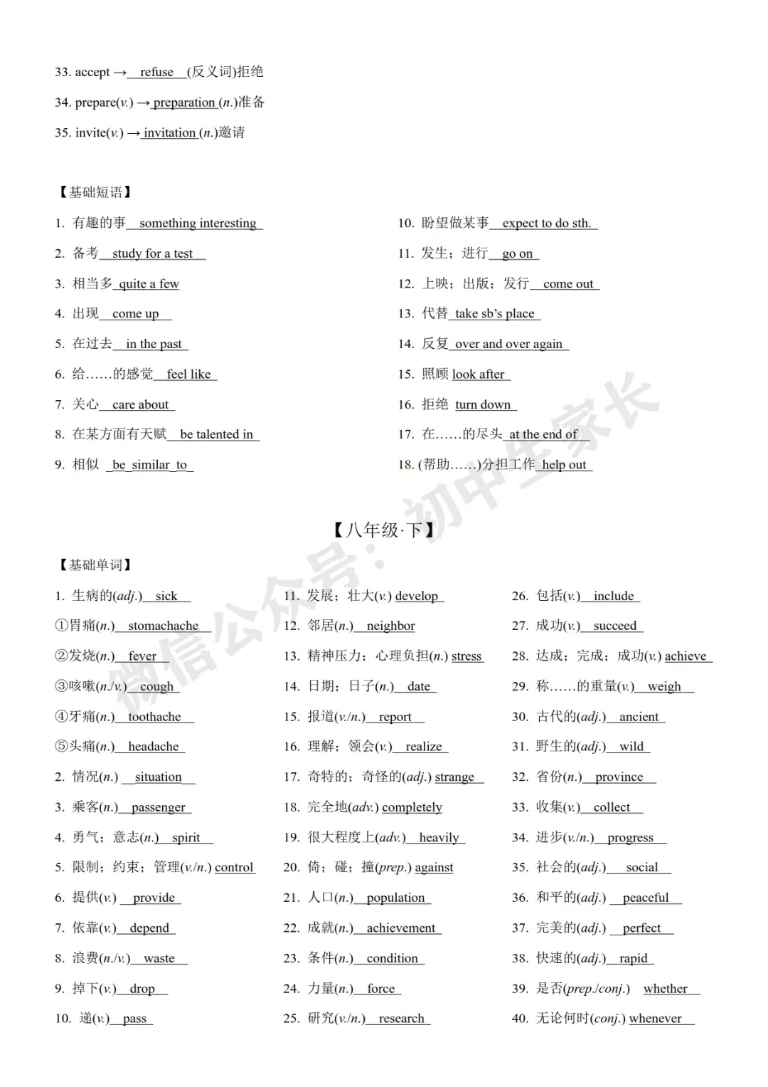 2026中考英语重点单词常考词性转换汇总(可打印) 第6张