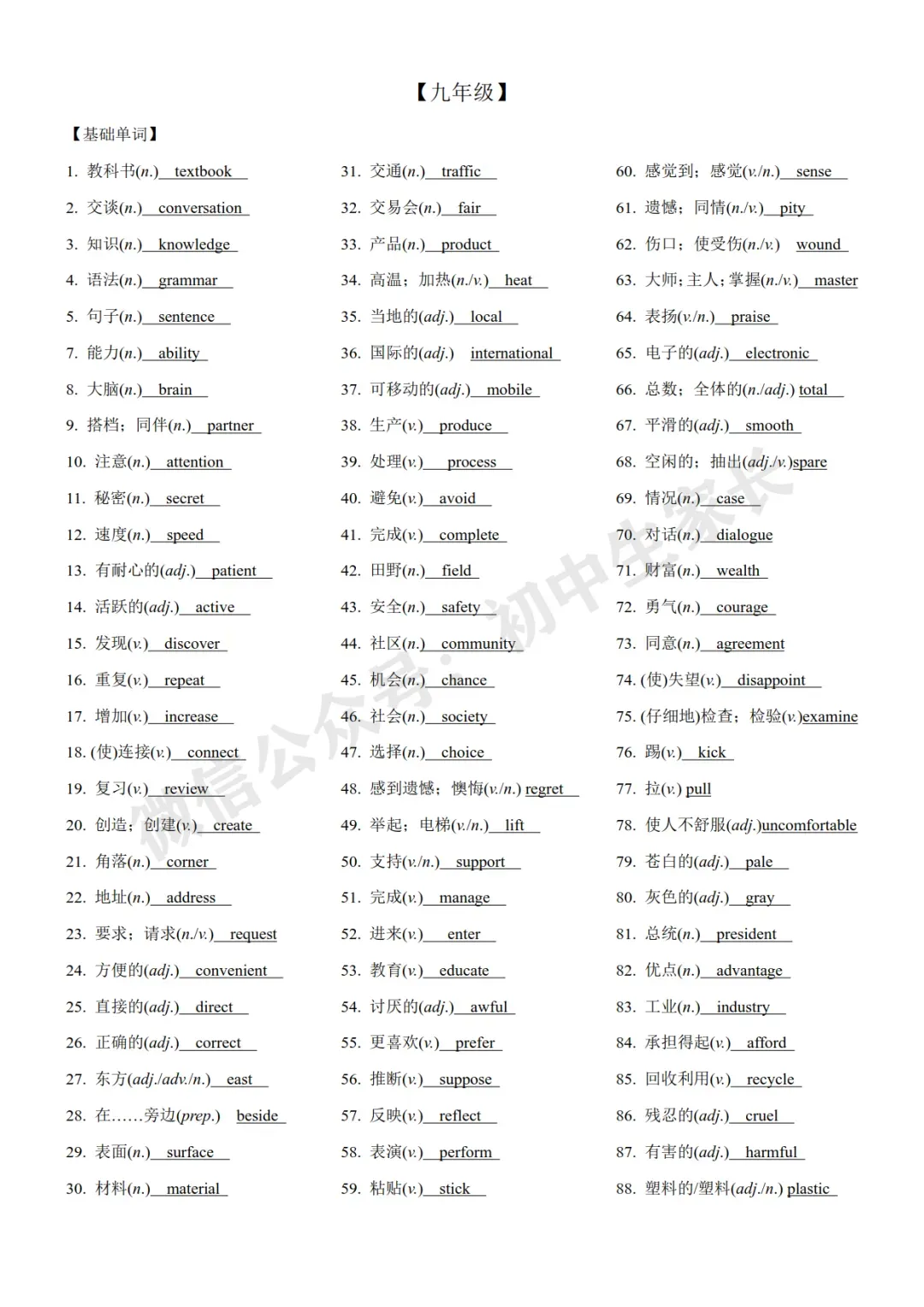 2026中考英语重点单词常考词性转换汇总(可打印) 第9张
