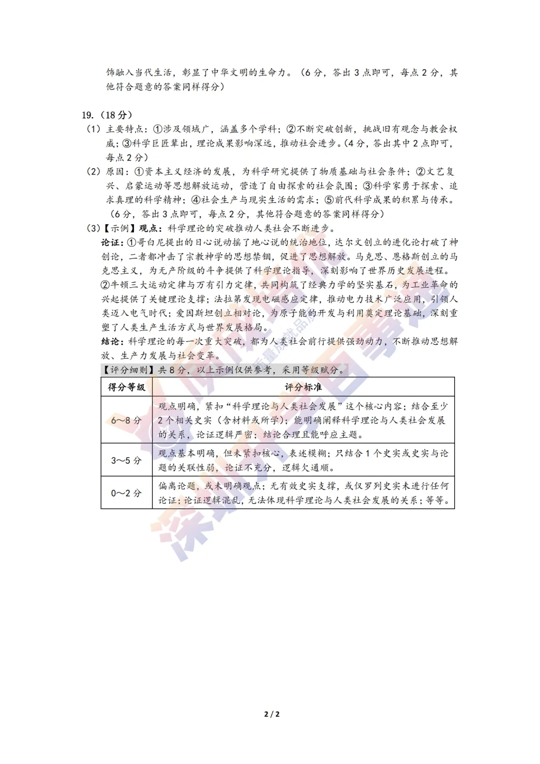 2026龙岗48校联考初三一模历史真题+解析 第4张