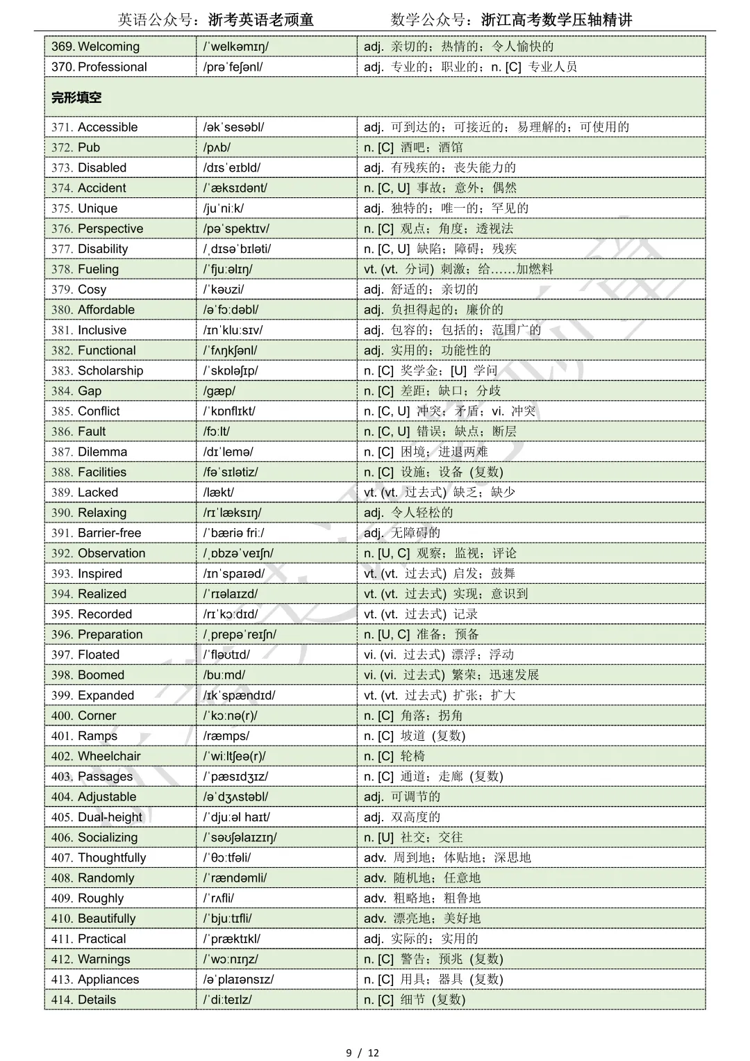 【试卷二次开发】词汇整理(510词!!!)2026浙江宁波“十校”2026届下学期高三3月联考词汇整理 第9张