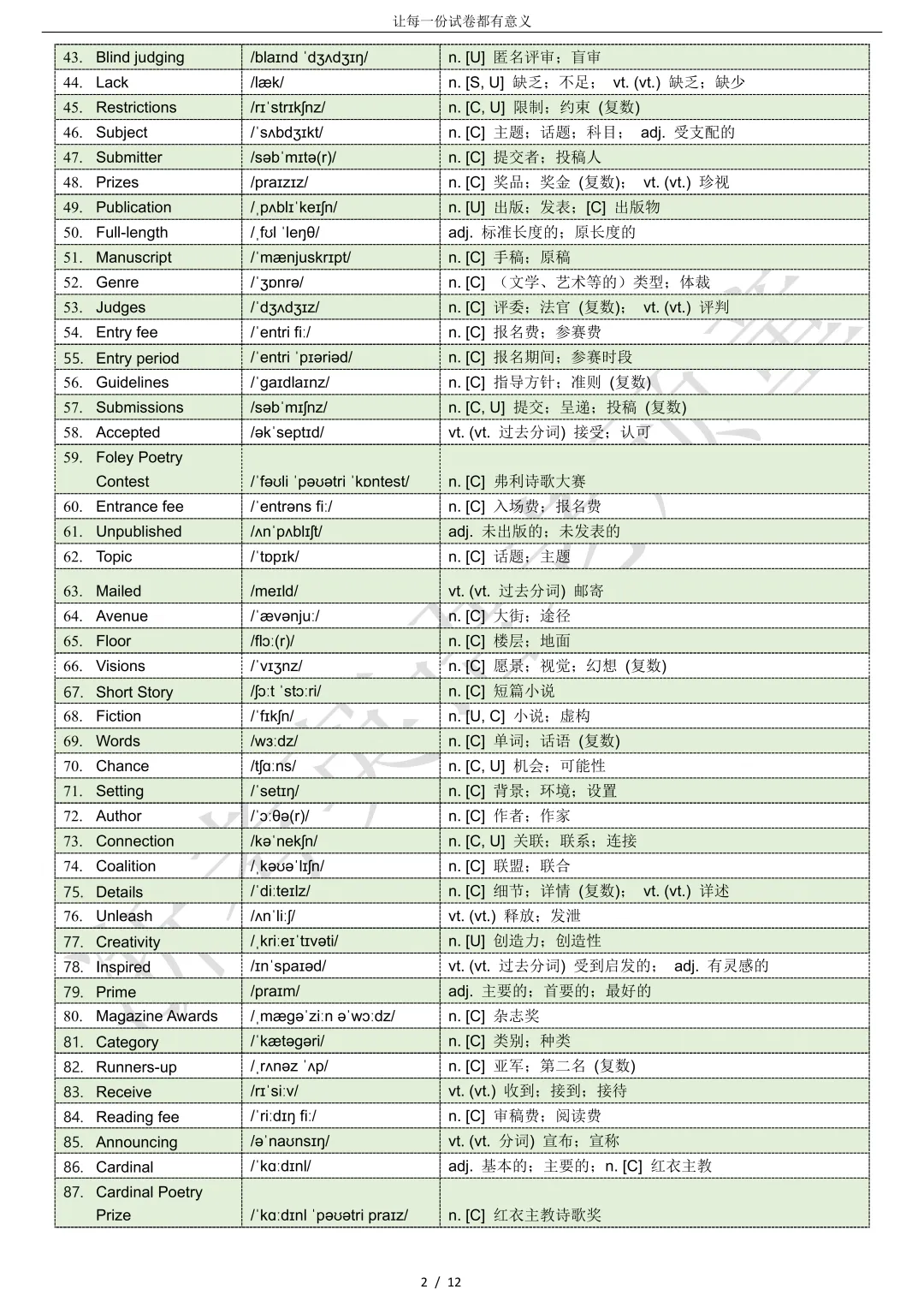 【试卷二次开发】词汇整理(513词!!!)2026年3月金丽衢十二校联考词汇分类总结 第2张