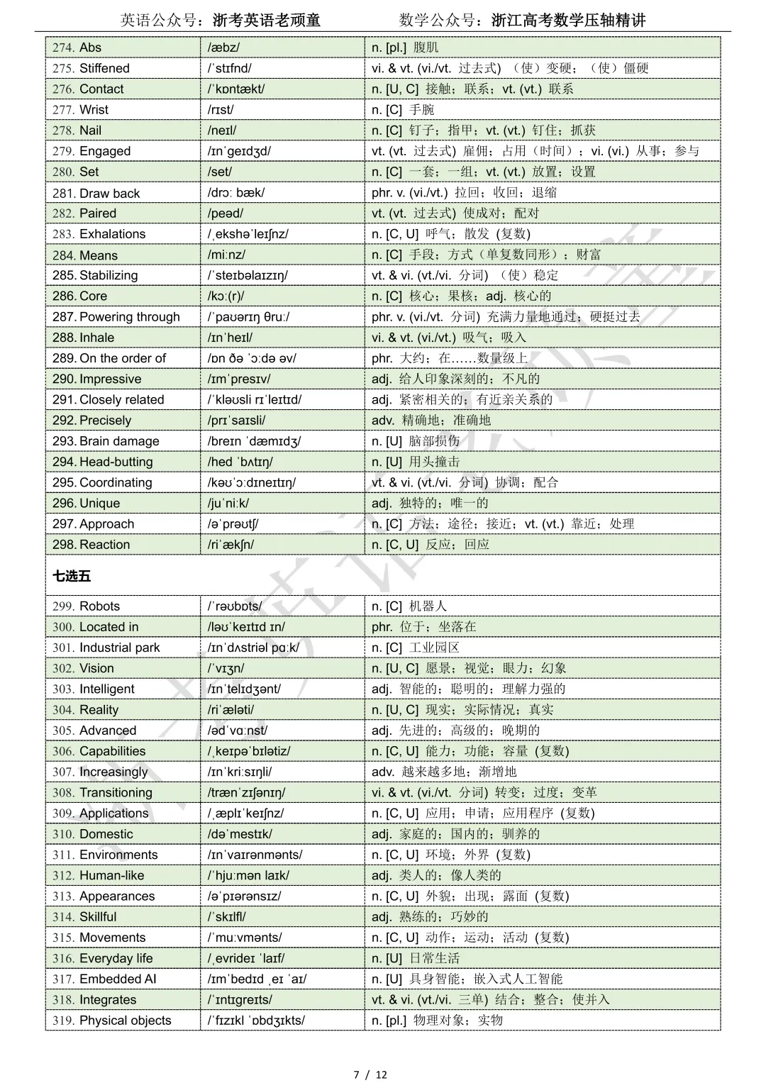 【试卷二次开发】词汇整理(513词!!!)2026年3月金丽衢十二校联考词汇分类总结 第7张