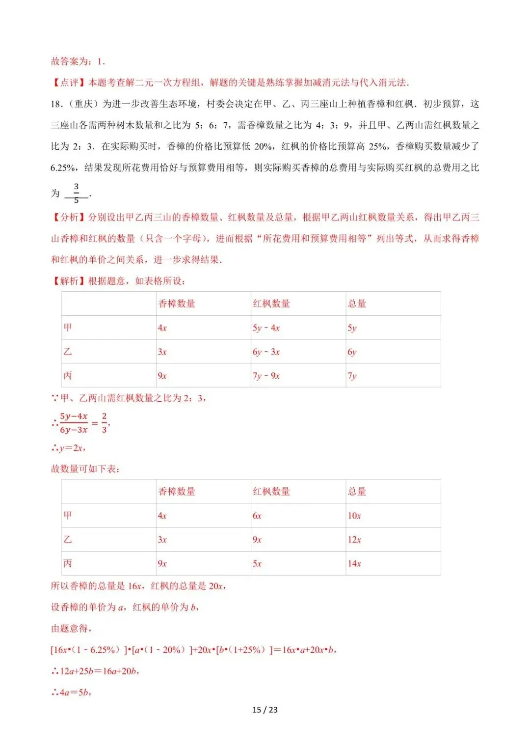 26中考数学必刷真题考点分类专练专题05《一次方程组》含解析 第15张