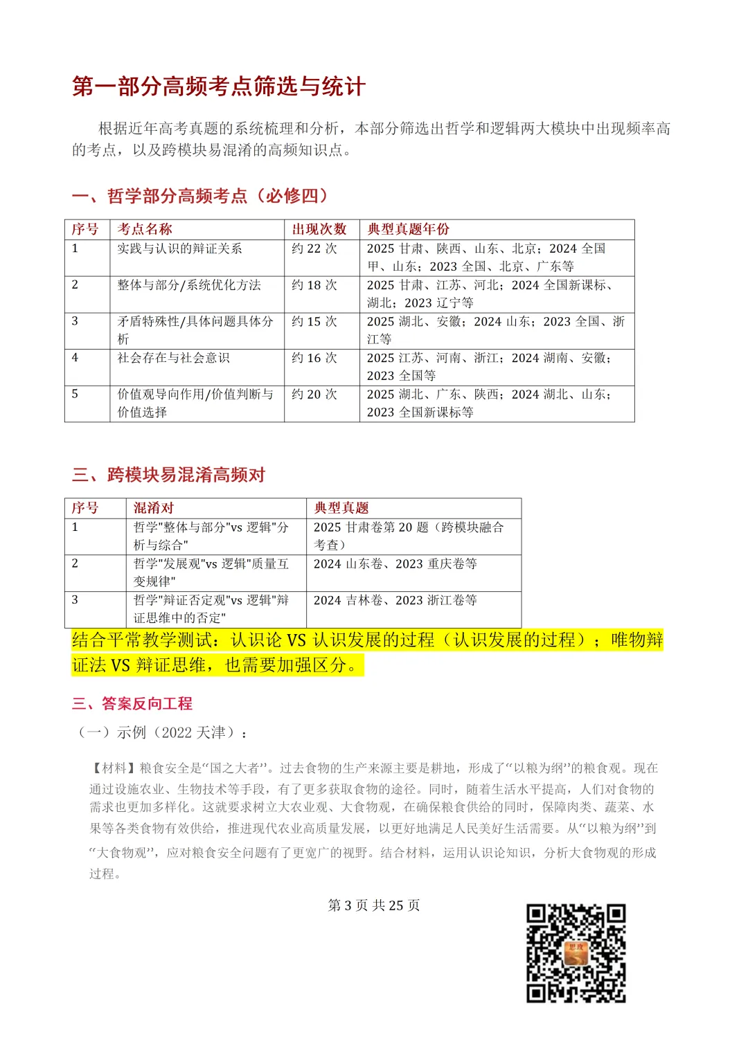 收藏:哲学全册+逻辑辩证思维高考真题核心语料(高频速查+时政汇编+答题技巧+备考建议) 第4张