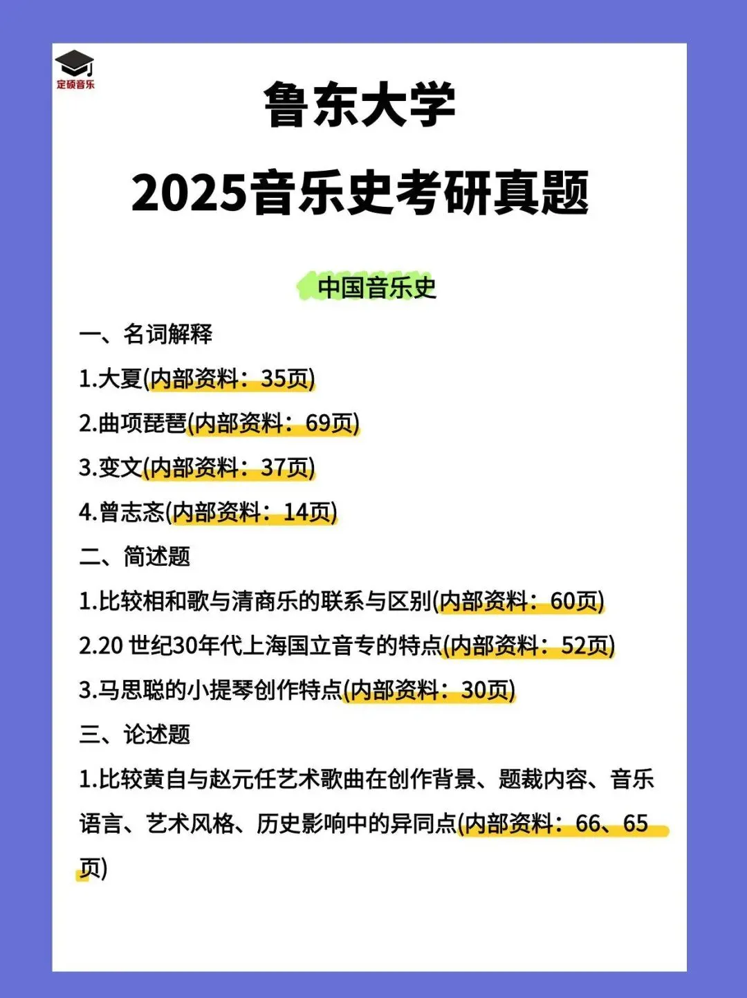 考研真题(207) | 鲁东大学2025音乐考研 中西音乐史 真题 第1张