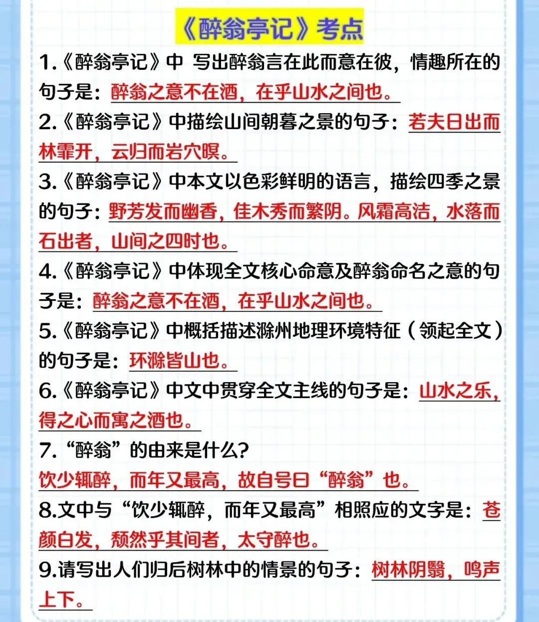 2026年中考语文必考文言文考点归纳,这10篇出现的概率最大 第6张