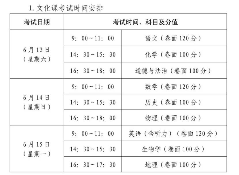 2026年山东枣庄中考时间:6月13日-6月15日 第2张