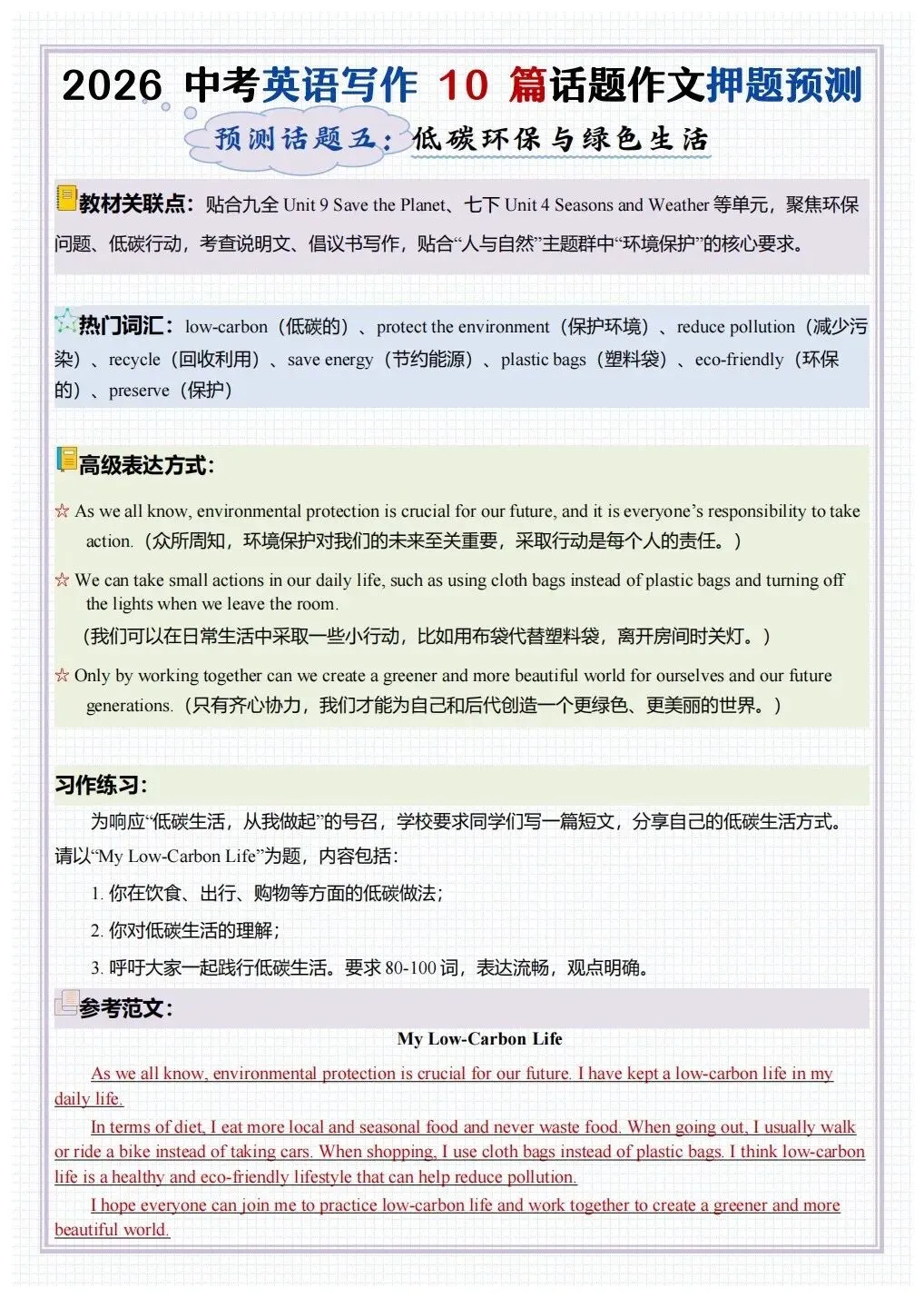 26中考写作话题预测 第7张