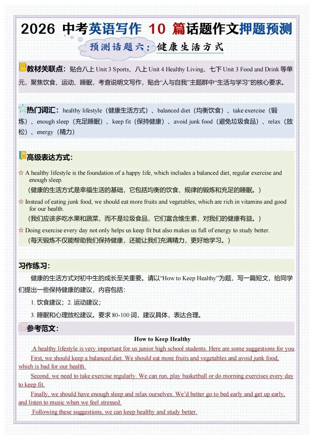 26中考写作话题预测 第8张