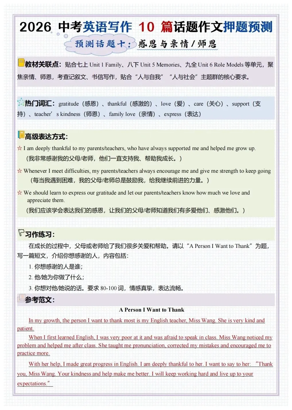 26中考写作话题预测 第12张