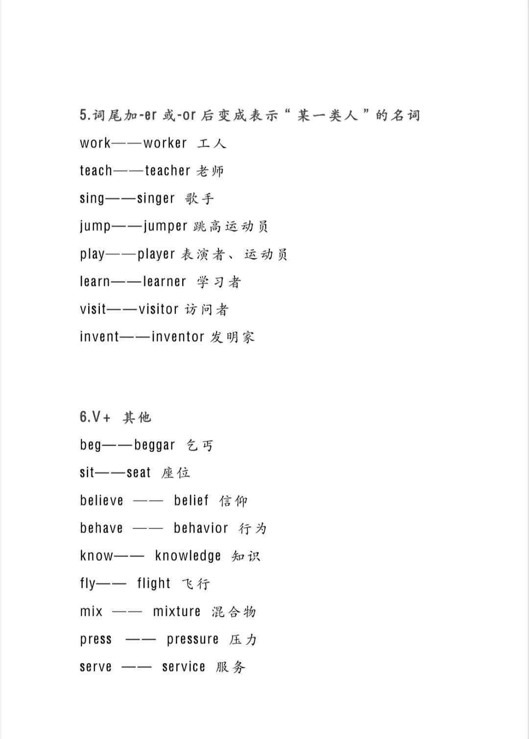 中考英语高频词形转换梳理(附完整版可直接复习) 第4张