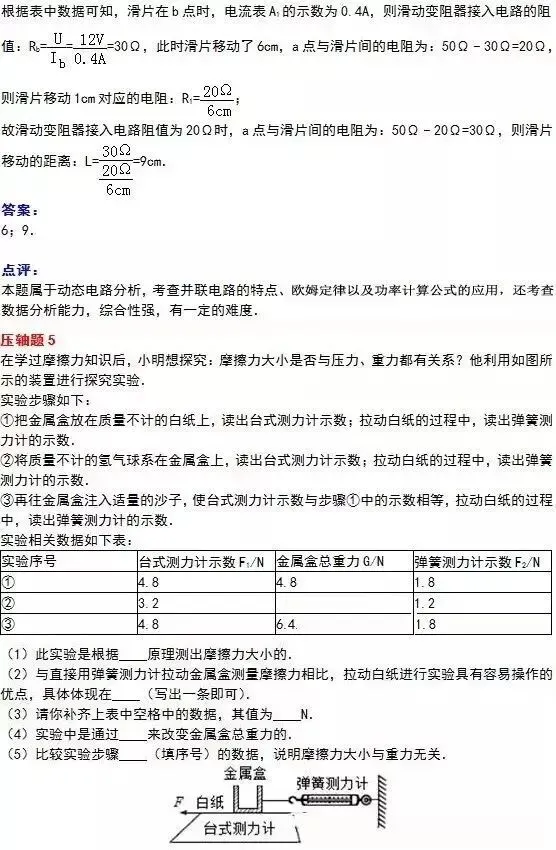 中考物理经典10大压轴题演练!(附答案) 第6张