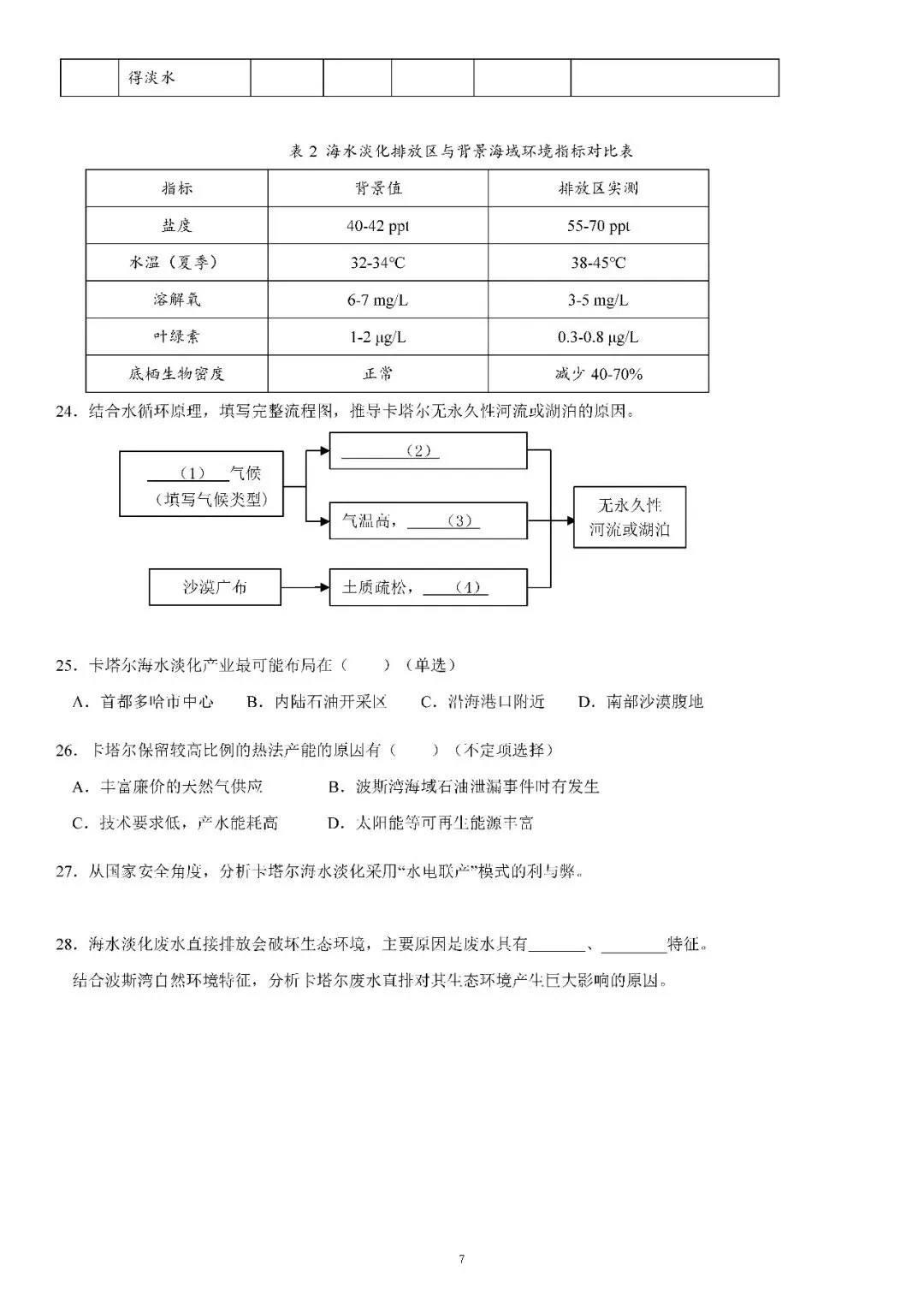 2026届上海市青浦区高三二模地理试卷(含答案) 第7张