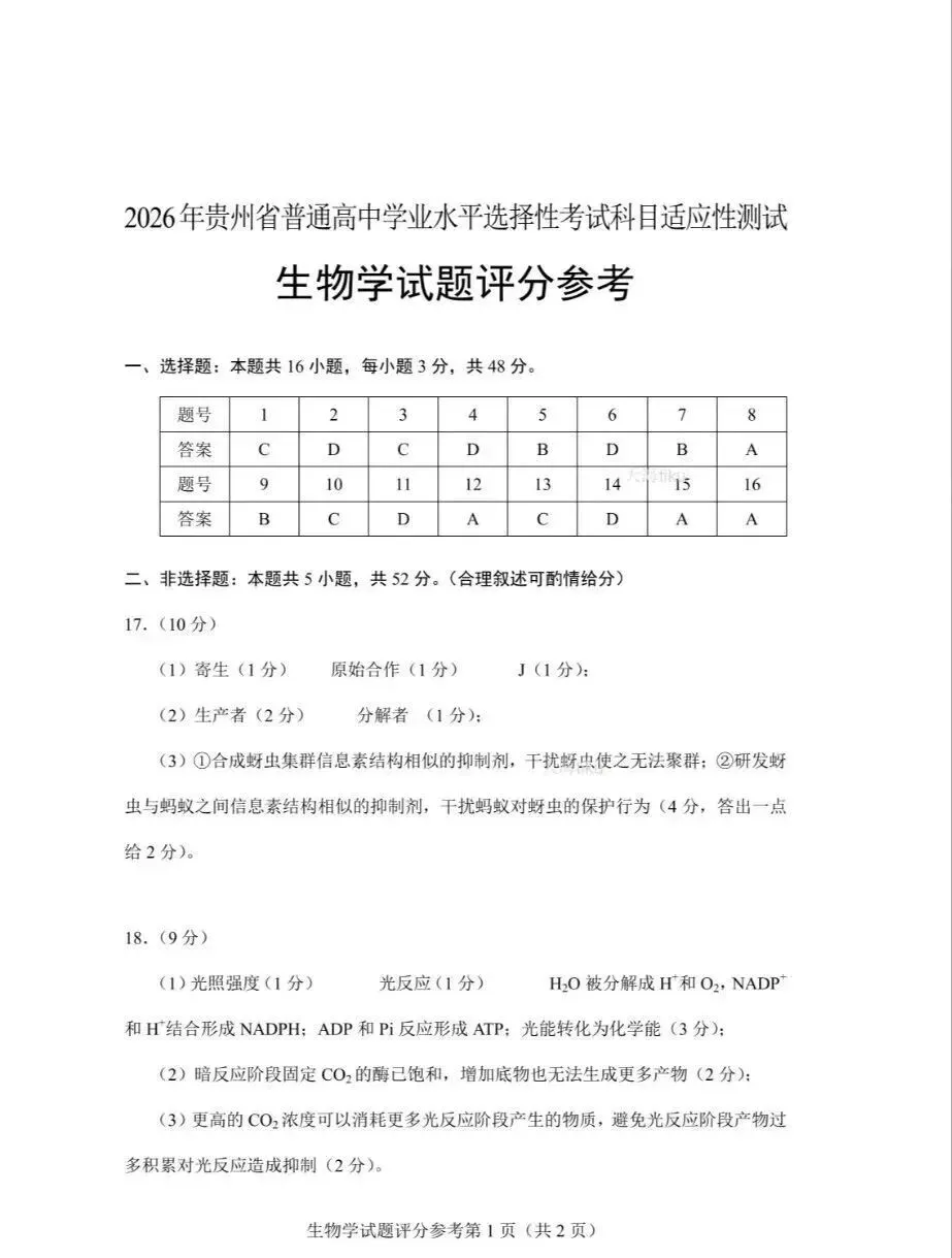 【2026届贵州省适应性考试真题】贵州高三年级物化生史地政模考考试|贵阳市数学语文英语全科及答案 第58张 【2026届贵州省适应性考试真题】贵州高三年级物化生史地政模考考试|贵阳市数学语文英语全科及答案 第58张