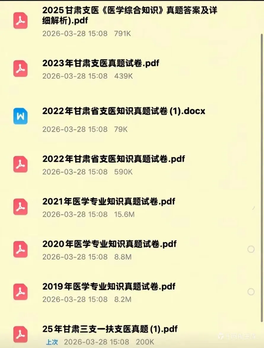 26甘肃三支一扶支医历年真题(有答案) 第5张 26甘肃三支一扶支医历年真题(有答案) 第5张