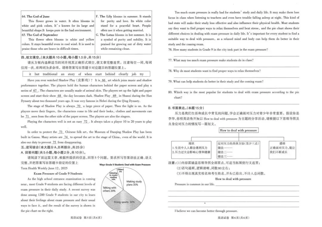 2026届中考模拟考试英语卷 第4张