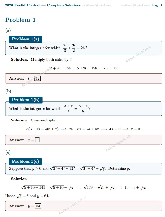 26年欧几里得真题+答案领取!PDF高清版免费领 第5张
