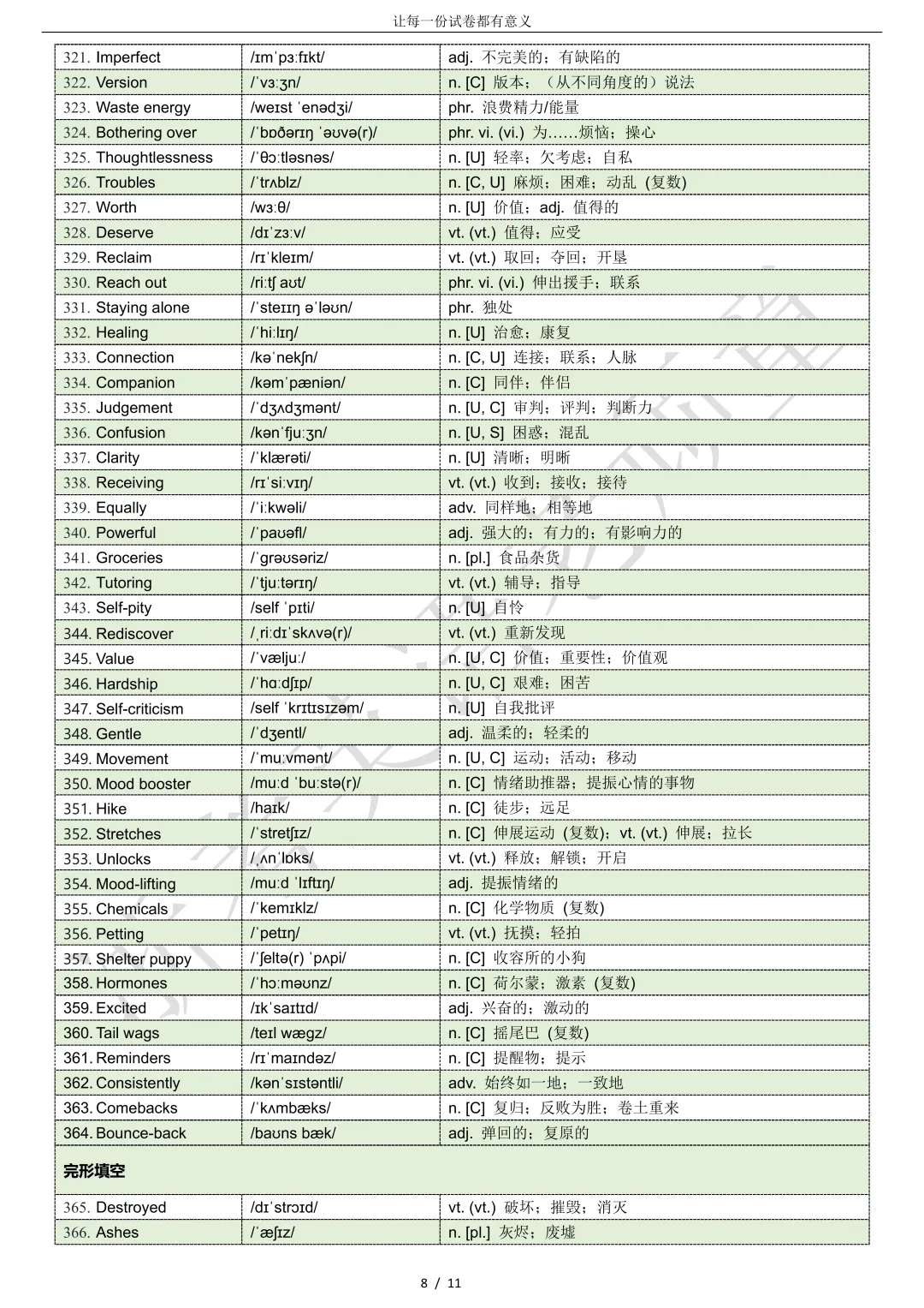 【试卷二次开发】词汇整理(491词!!!)2026年3月南昌一模高三词汇分类总结 第8张