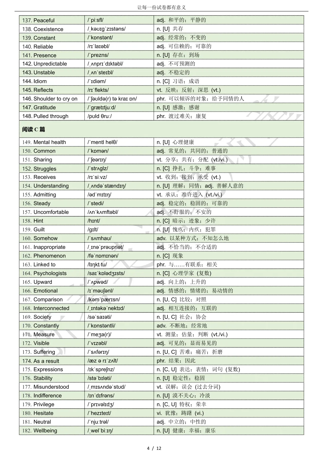 【试卷二次开发】词汇整理(522词!!!)2026年3月高三名校协作体词汇分类总结 第4张