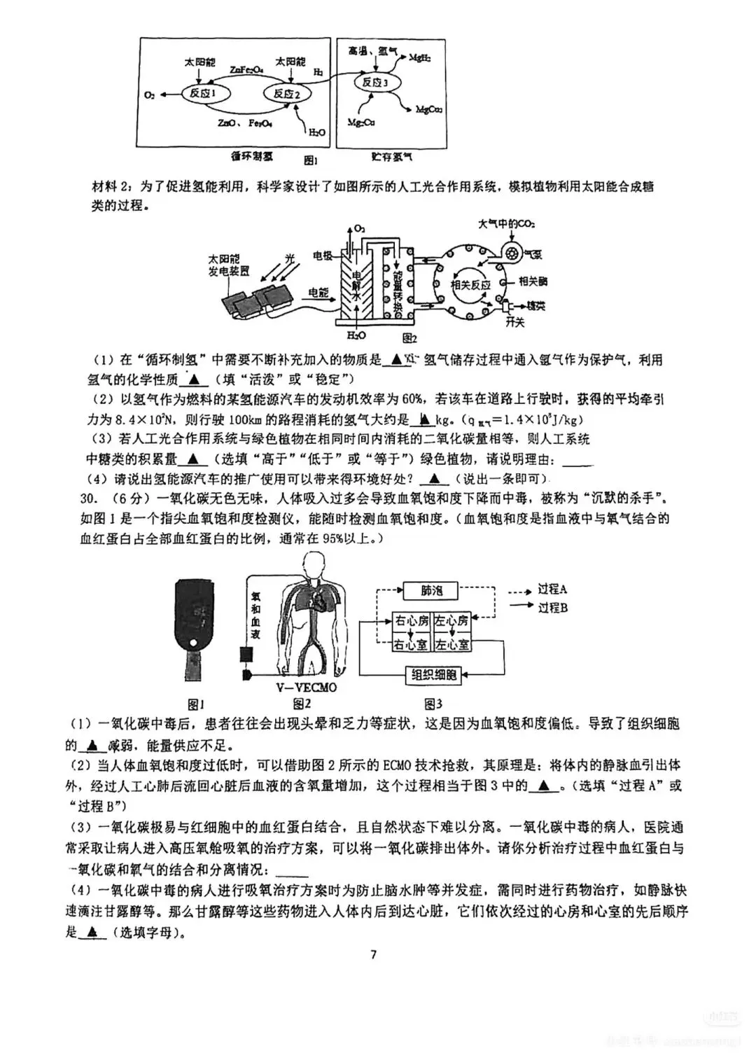 保叔塔校内一模科学试卷分享 第7张