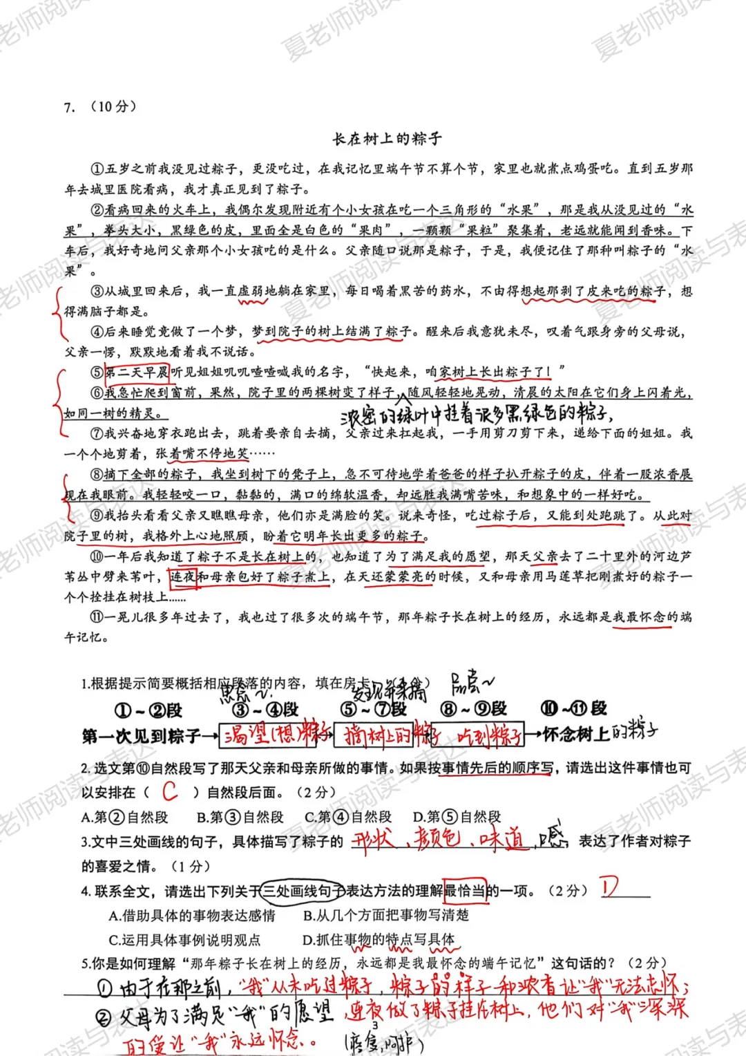 【夏老师阅读与表达】六年级毕业考·真题训练(一) 第25张