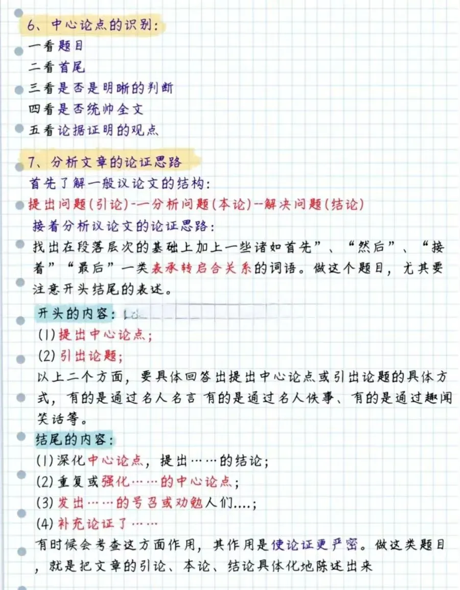 议论文阅读答题技巧模板大全,中考必备 第4张