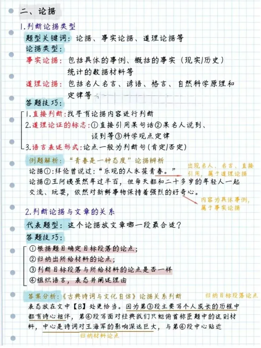 议论文阅读答题技巧模板大全,中考必备 第7张