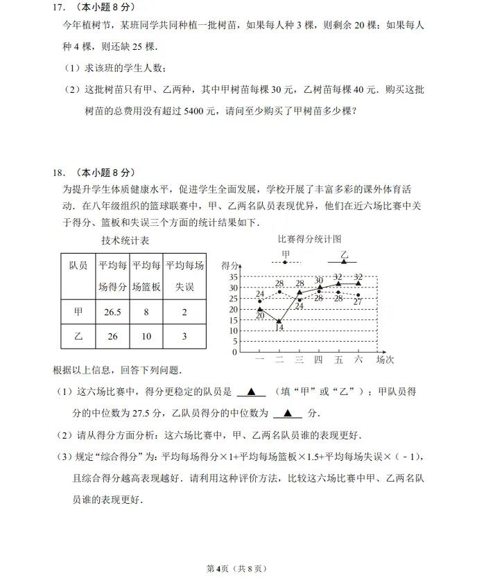 2026年3月葫芦岛六中九年数学模拟试卷+答案 第4张