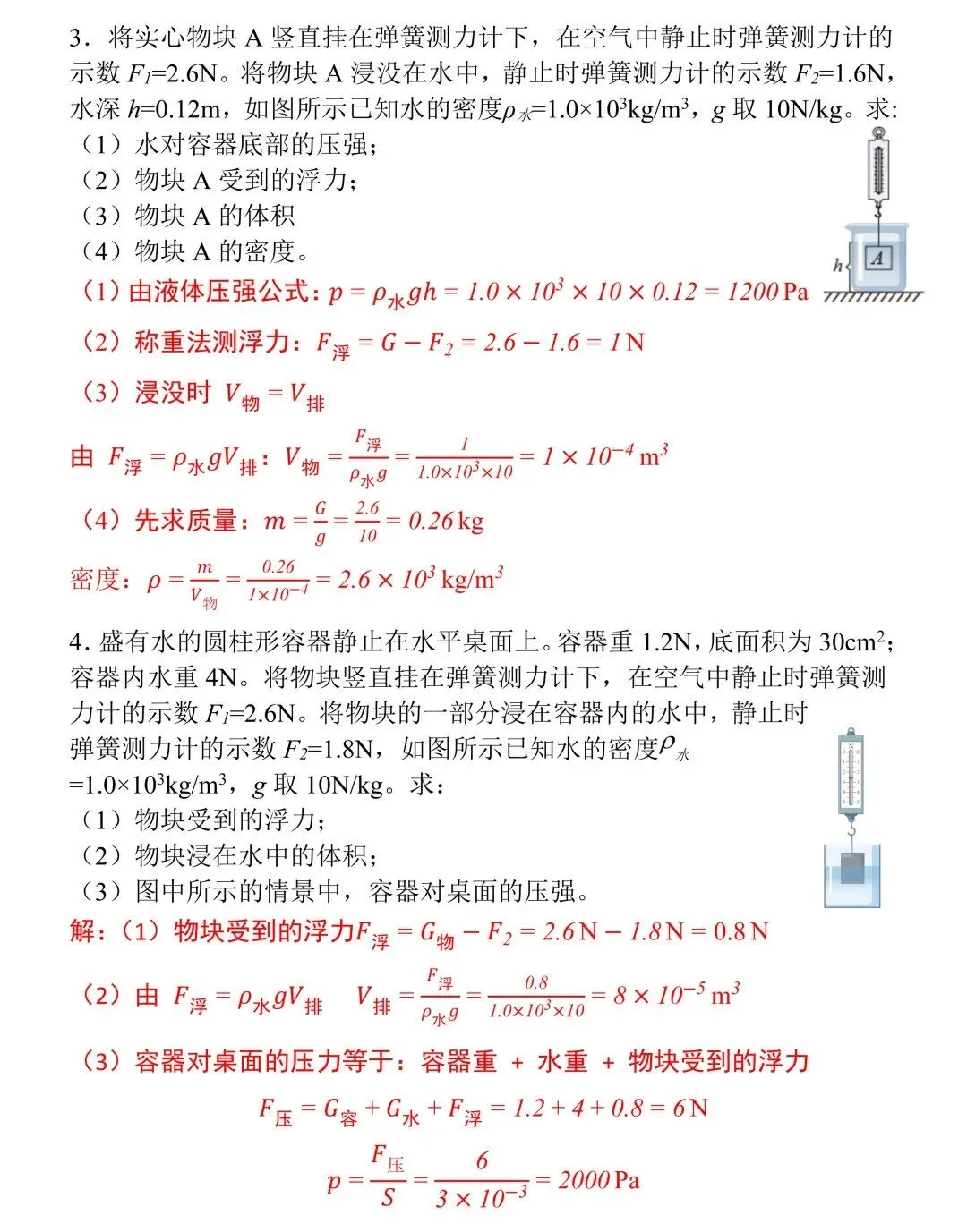 【中考必看】2026年中考物理必刷题:浮力计算专项训练(含答案) 第3张