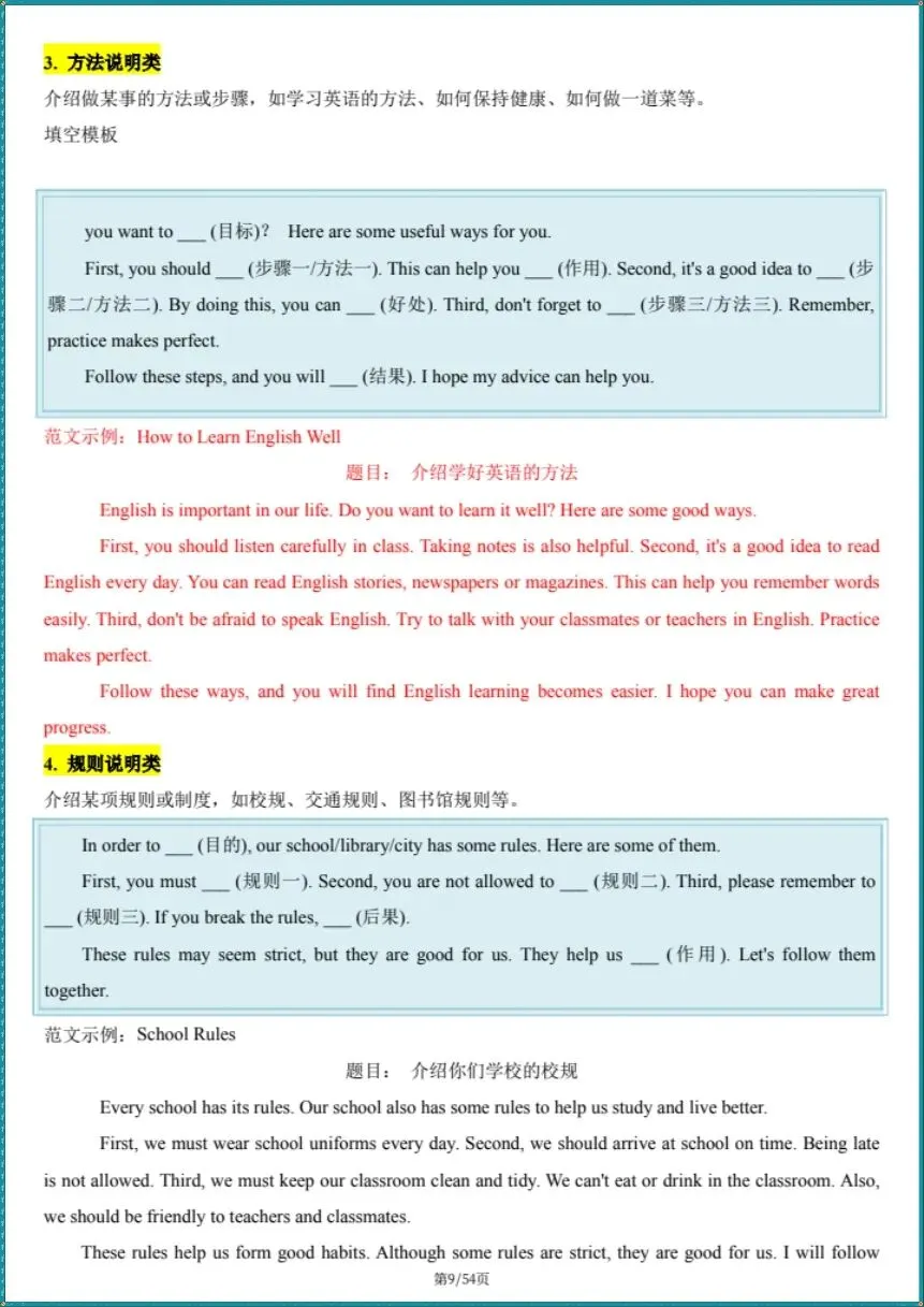 中考总复习|2026年中考英语写作满分必备模板(电子版可打印) 第7张 中考总复习|2026年中考英语写作满分必备模板(电子版可打印) 第7张