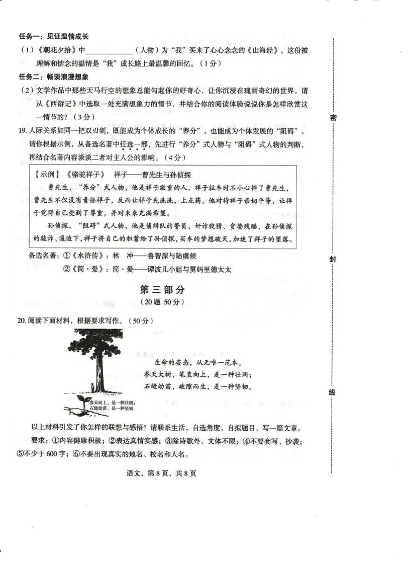 中考一模|2026年4月石家庄市正定中考一模语文试卷(后附打印版下载链接) 第9张