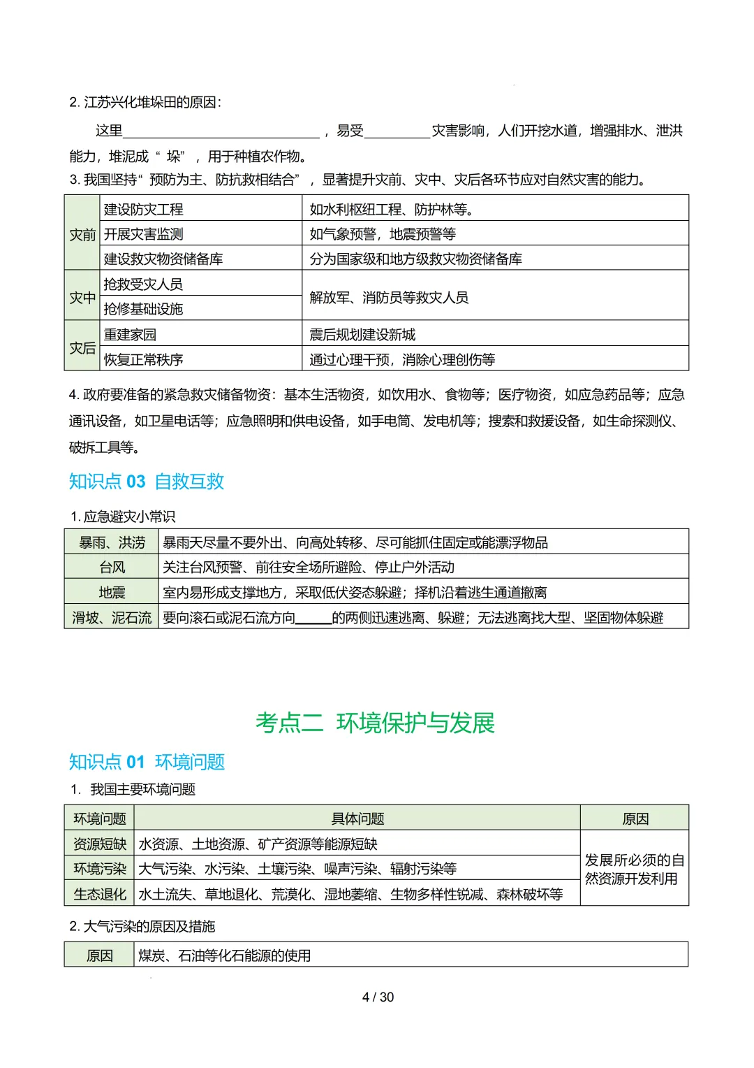 【初中资料】中考地理:《专项复习》专题11中国的自然灾害与环境保护(知识清单)(5大知识点2大技法3大易错点,知识+电子版+抓紧收藏可下载 第7张