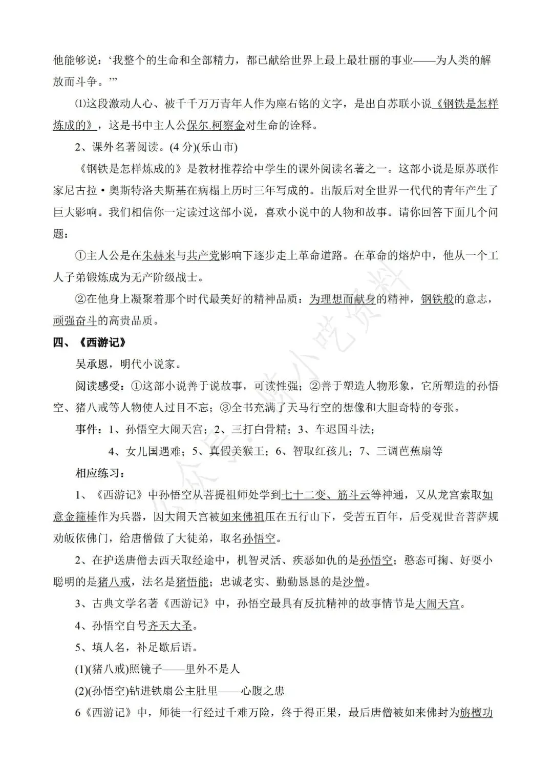 中考语文必考12本名著考点总结 第3张 中考语文必考12本名著考点总结 第3张