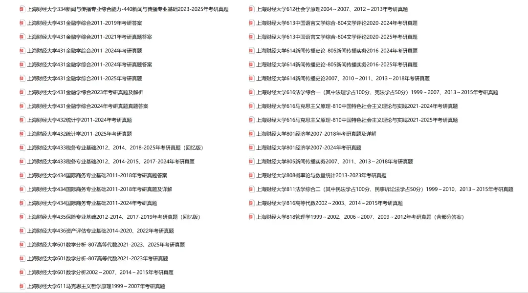 上海财经大学考研专业课历年真题汇总(含2026真题) 第2张 上海财经大学考研专业课历年真题汇总(含2026真题) 第2张