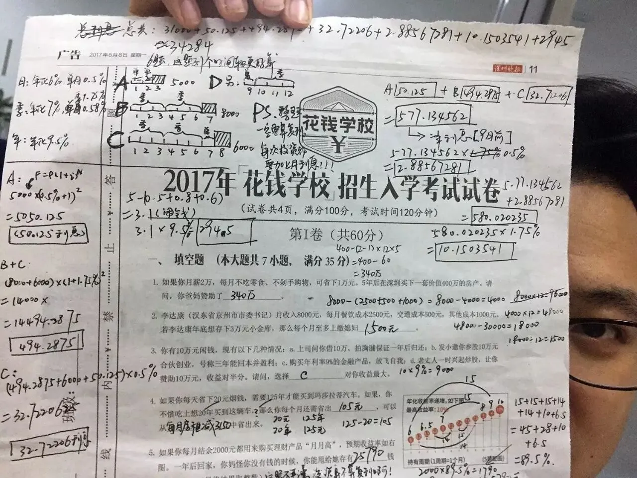 试卷广告走红,花钱学校掀起全民解题高潮 第5张 试卷广告走红,花钱学校掀起全民解题高潮 第5张