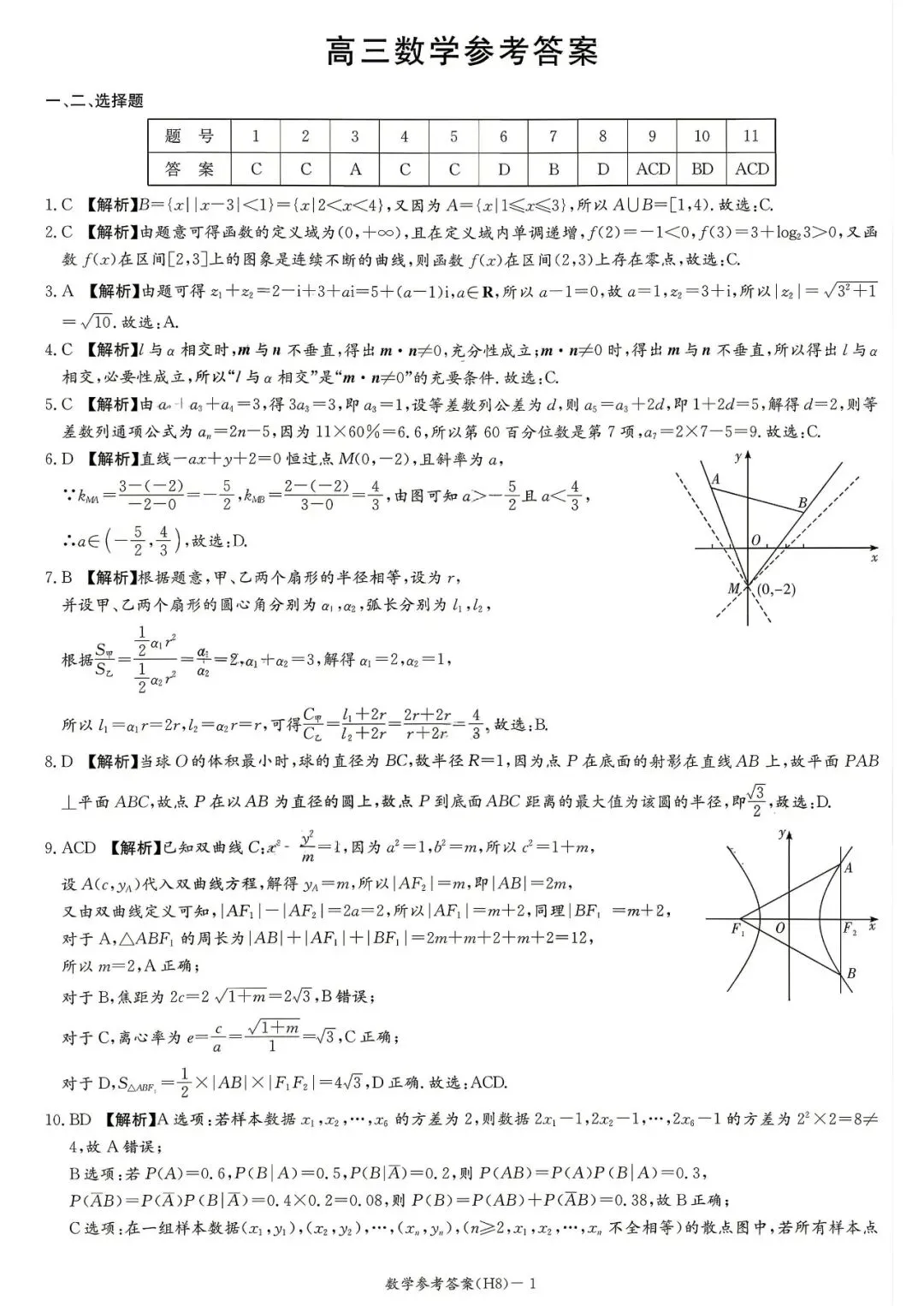 雅礼中学高三H8数学试卷 第6张