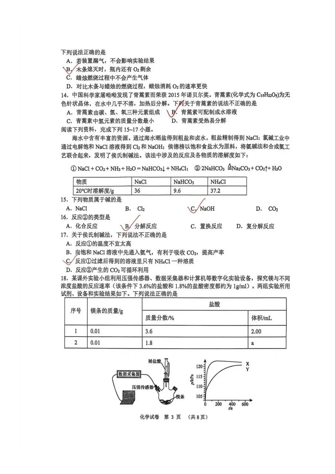 扬州树人化学一模试卷(含答案) 第11张