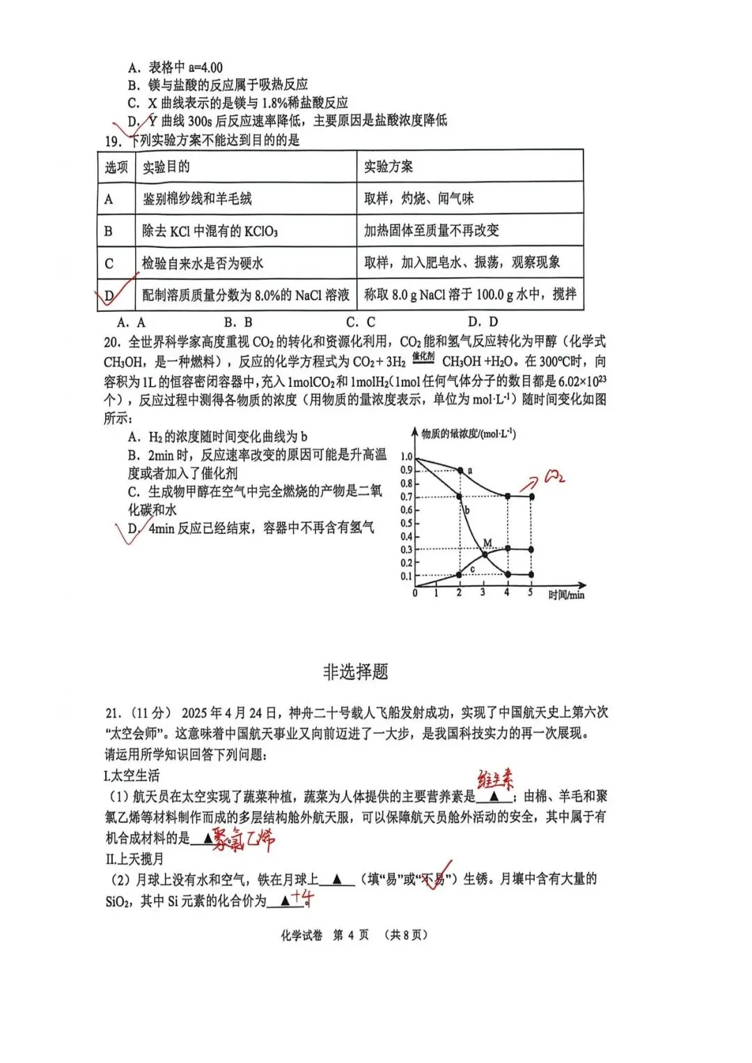 扬州树人化学一模试卷(含答案) 第12张