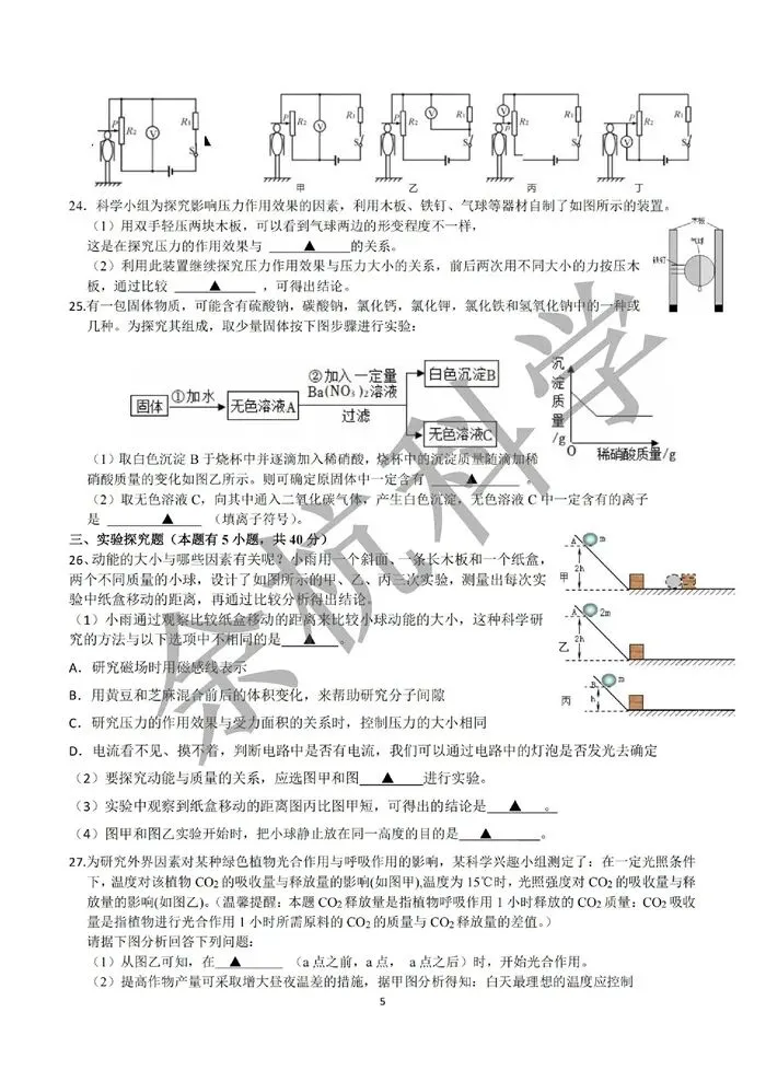 【中考模拟】2026年3月浙江义乌丹溪中学九下3月月考(附答案) 第10张 【中考模拟】2026年3月浙江义乌丹溪中学九下3月月考(附答案) 第10张