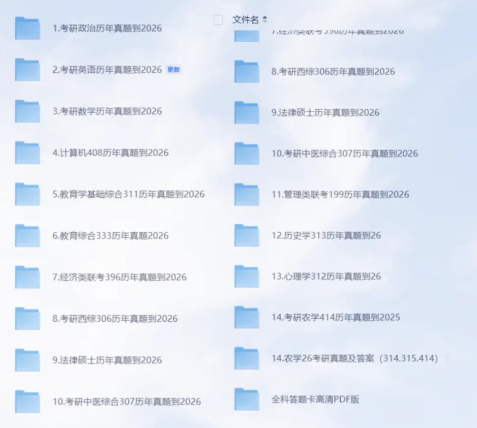 【考研真题】政治/英语/数学/管综/经综/教基/教综/历史学/计算机/法硕/心理学等考研历年及答案解析,完整版!(含最新2026答案) 第1张 【考研真题】政治/英语/数学/管综/经综/教基/教综/历史学/计算机/法硕/心理学等考研历年及答案解析,完整版!(含最新2026答案) 第1张