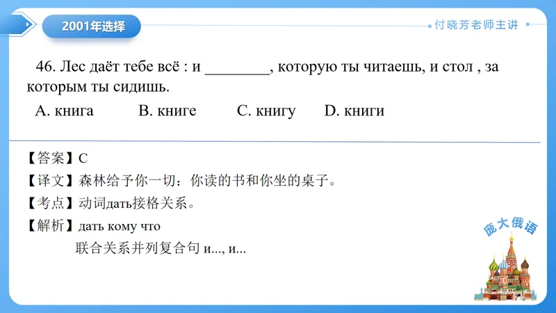 真题课件系列2001年语法选择题解析 第26张