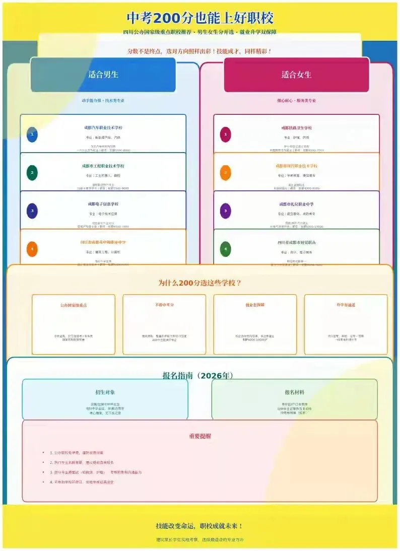 中考200分,怎么在成都选职中? 第1张 中考200分,怎么在成都选职中? 第1张