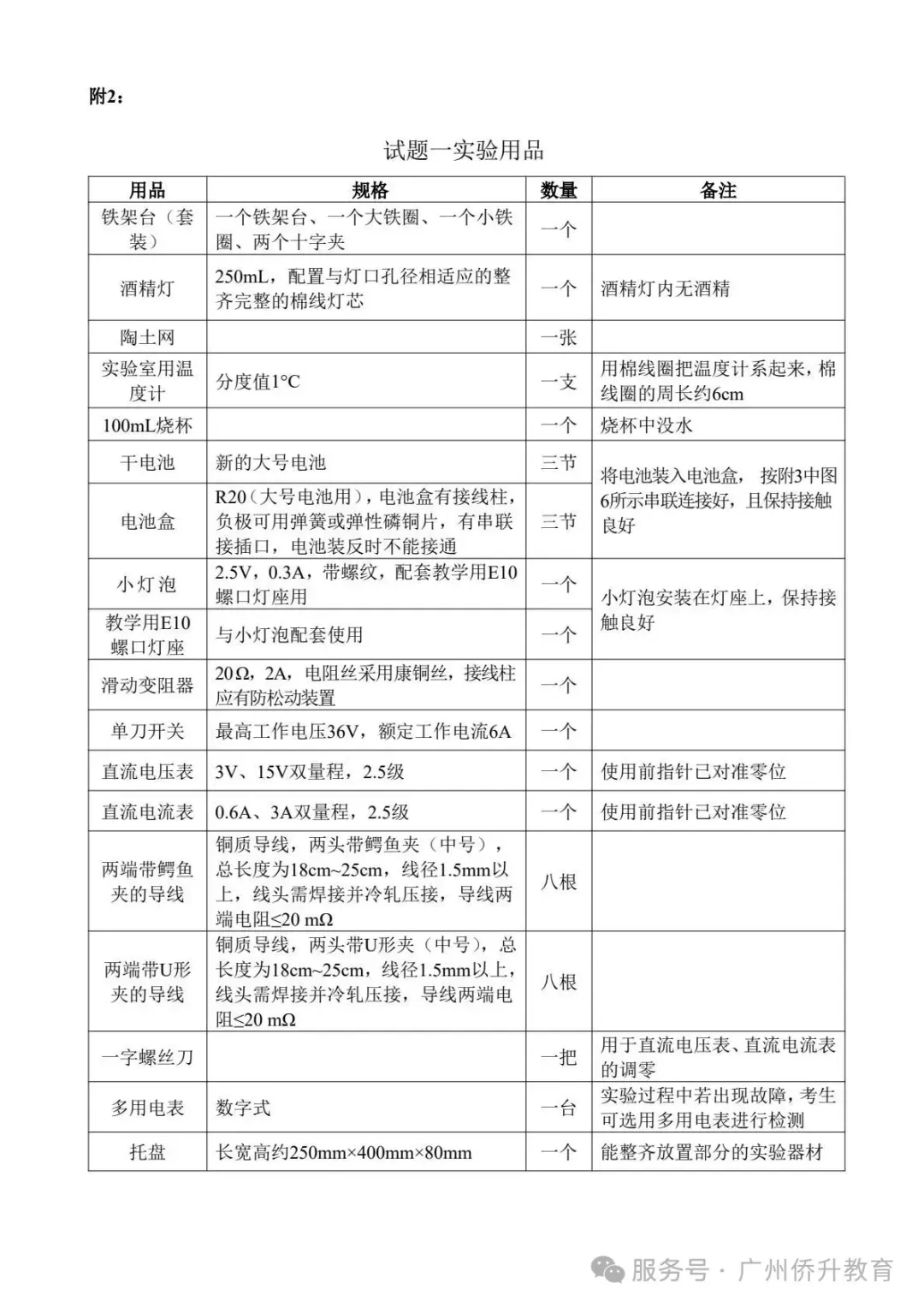 2026 广州中考物化生实验操作范围正式公布 第5张