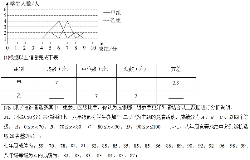 中考数学一轮复习|专题(八)统计与概率・阶段检测 第7张