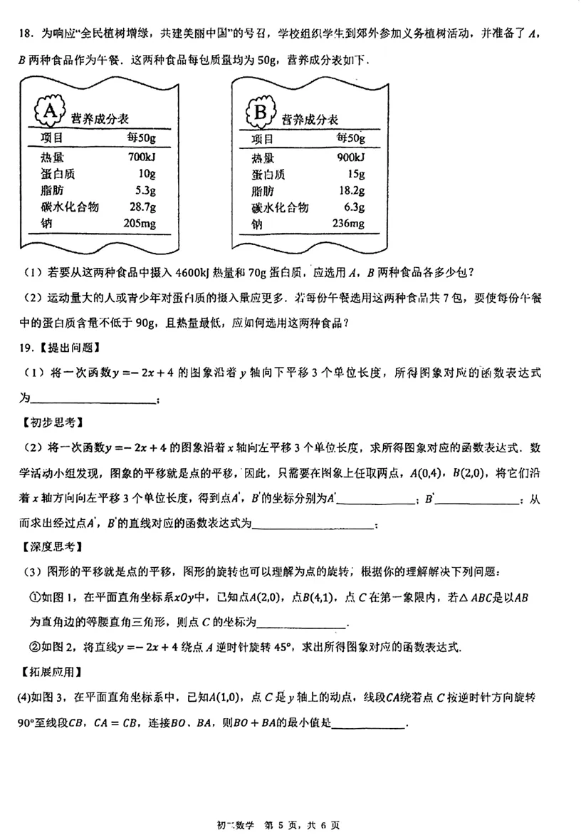深圳翠园中学八下初二下学期数学期中试卷真题 第7张